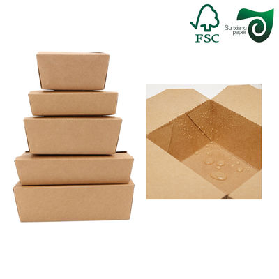 FSC Certified 350gsm 400gsm Food Safe Brown Kraft Cardboard Lunch Box Packaging Material