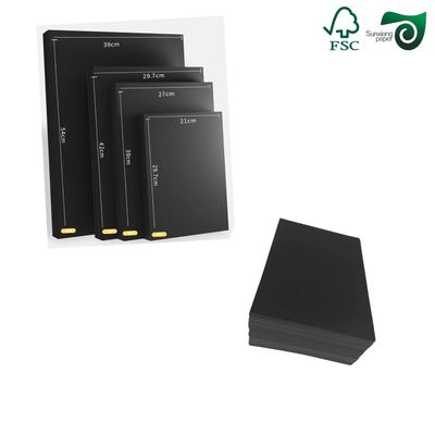 FSC Certified High Density Black Solid Cardboard 300gsm 350gsm Sheets For Shopping Bags