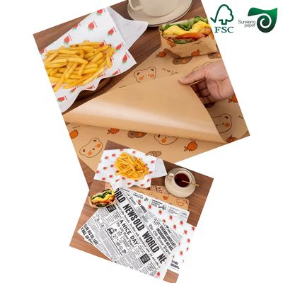 FSC White Greaseproof Paper Roll  325mm 650mm Width Food Grade Packaging