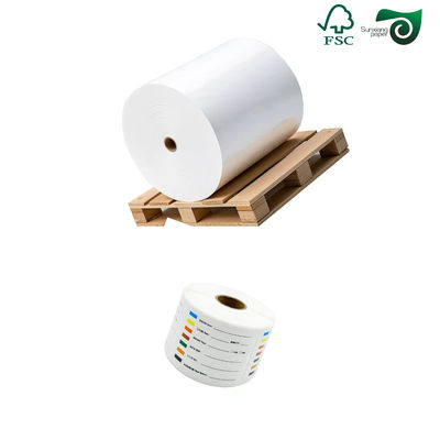 FSC 80gsm Single Side Cast Coated Glossy White Adhesive Sticker Paper Supermarket Grade