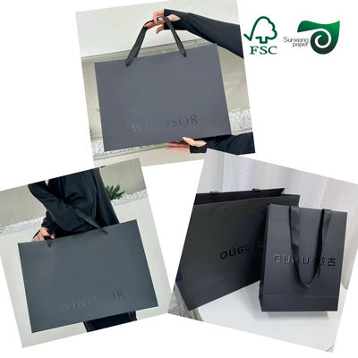 FSC 120g 180g Virgin Pulp Solid Black Paper High Burst Resistance For Premium Shopping Bags