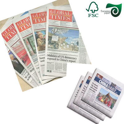 FSC Certified 45g 55g Newspaper High Bulk White Newsprint Paper Rolls Wrapping Grade
