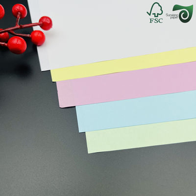 FSC 60gsm Yellow Green Pink Carbonless Copy Paper CB CFB CF Rolls 20lb  With Black Image