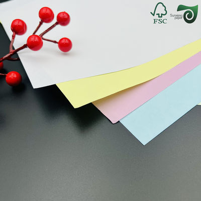 FSC 60gsm Yellow Green Pink Carbonless Copy Paper CB CFB CF Rolls 20lb  With Black Image
