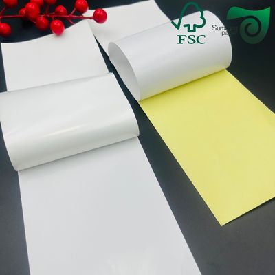 FSC 80gsm Single Side Cast Coated Glossy White Adhesive Sticker Paper Supermarket Grade