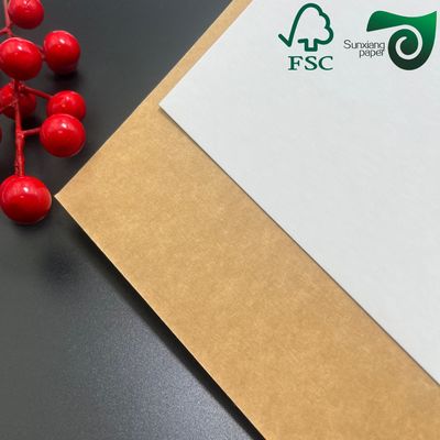 325 g/m² Lebensmittelqualität Kraftpapier, vorne weiß beschichtet, hinten braun, hergestellt aus Frischfaser, FSC