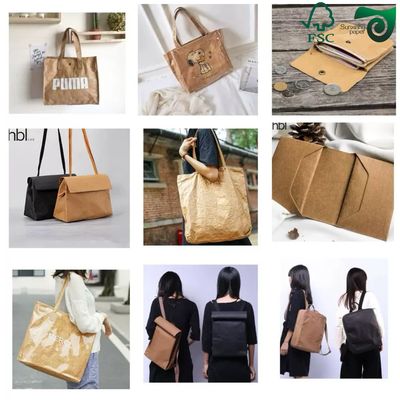 Tear Resistant 0.55mm Colorful Washable Tex Kraft Paper Fabric FSC Sustainable Material