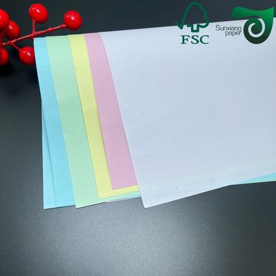 FSC 48gsm 50gsm Carbonless Copy Paper Sheets For Receipts Black Blue Image Options