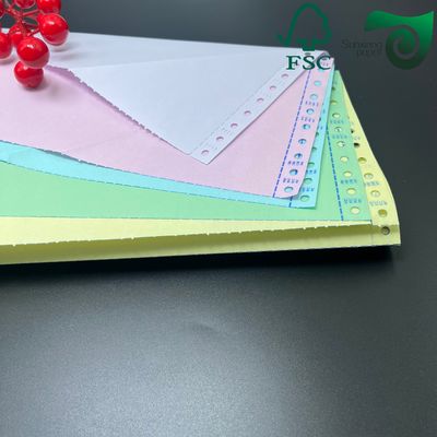 FSC 60gsm Yellow Green Pink Carbonless Copy Paper CB CFB CF Rolls 20lb  With Black Image