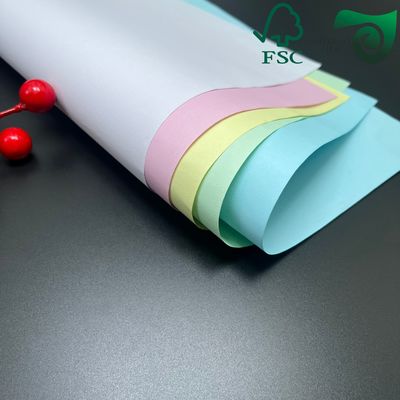 FSC 50GSM 55GSM NCR Carbonless Copy Paper Roll With Black Blue Imaging