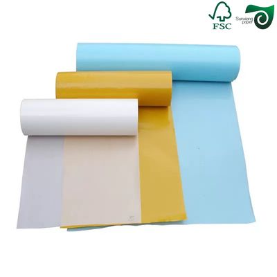 FSC 50g White And Blue Oilproof Glassine Paper Self Adhesive Backing Paper