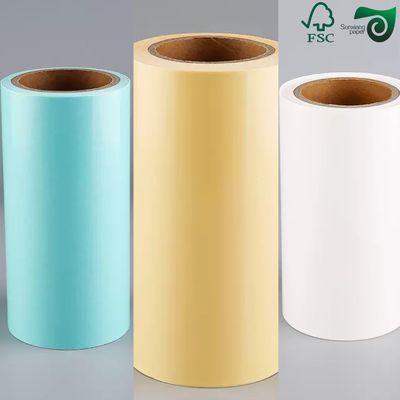 FSC 40gsm  60gsm Single Side Glossy Glassine Paper For Label Backing  White  Yellow Blue