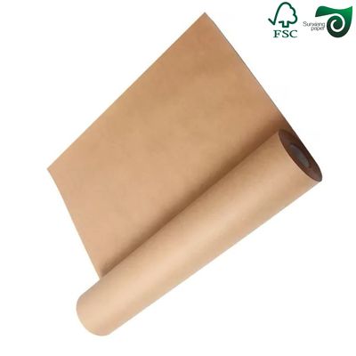 FSC Oilproof Brown Kraft Liner Board PE Coated Paper Rolls 70gsm 90gsm For Food Wrapping