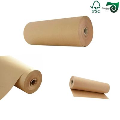 FSC Oilproof Brown Kraft Liner Board PE Coated Paper Rolls 70gsm 90gsm For Food Wrapping