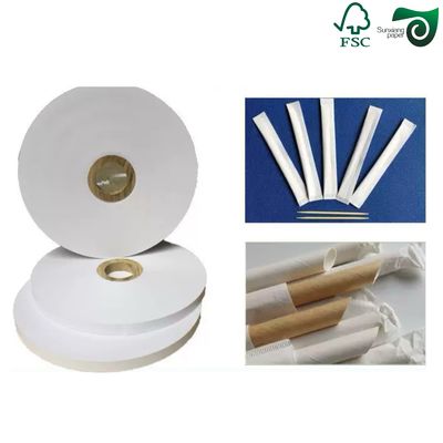 FSC Recyclable White Packing Paper For Drinks Straws   Forks  High Printability
