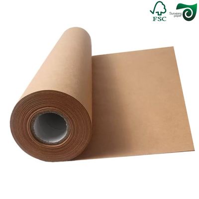 FSC 70gsm 80gsm Brown Semi Extensible Sack Kraft Paper Roll 97cm Width For Cement Bag