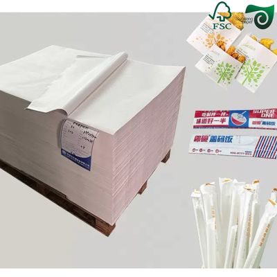 28gsm 24gsm Food Grade White Straw Wrapping Paper In 30mm 44mm Sizes FSC