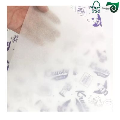 FSC 42gsm 45gsm Greaseproof Resistant Paper For Burger Food Packing