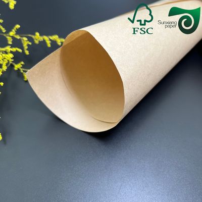 FSC Certified Natural Kraft Paper 90gsm 100gsm For Grocery Bags Packaging