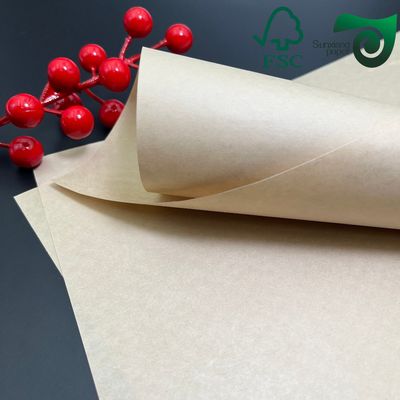 50gsm 55gsm FSC Food Grade MG Brown Kraft Paper  One Side Glossy Wrapping Paper