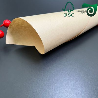 FSC 55gsm One Side Glossy MG Brown Kraft Paper  Food Grade Wrapping Packaging Material