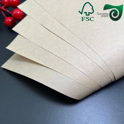 FSC 55gsm One Side Glossy MG Brown Kraft Paper  Food Grade Wrapping Packaging Material