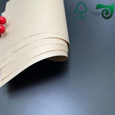 FSC 55gsm One Side Glossy MG Brown Kraft Paper  Food Grade Wrapping Packaging Material
