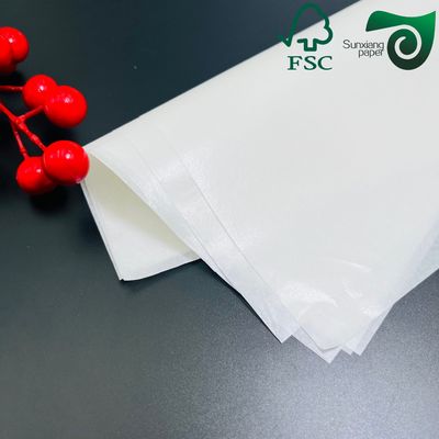 FSC38gsm Food Grade White Greaseproof Paper Roll  325mm 650mm Width For Food Packaging