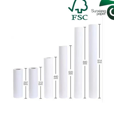 20Lb Uncoated Paper Plotter Paper Rolls For CAD Drawings With Inkjet Printing