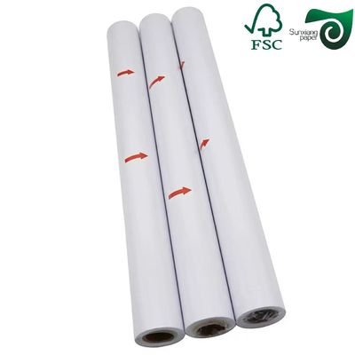 FSC 100gsm 150gsm Matt Coated CAD Plotter Paper Roll 24'' 36'' 300ft   Dye Ink Compatible