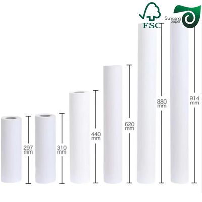 20lb 80gsm White Log Pulp CAD Bond Paper For Engineering Design Drawing