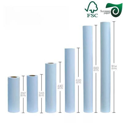 FSC Certified White Blue Coated CAD Plotter Rolls 80gsm 914mm 50m 5 Rolls Carton
