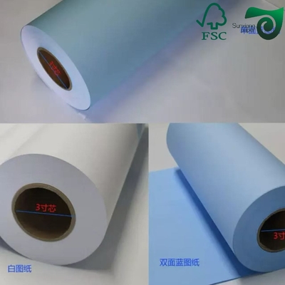 80g Double Sided Blueprint Paper Rolls 620mm 880mm 150m Length For Inkjet Printers