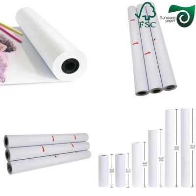 20lb 80gsm White Log Pulp CAD Bond Paper For Engineering Design Drawing