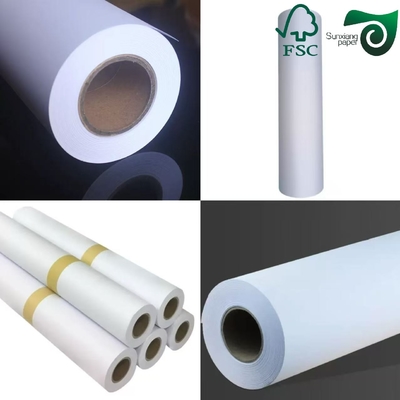FSC Uncoated Plain Plotter Paper Rolls For Garment Factory  62" 72" Width  45gr 48gr  2" Core