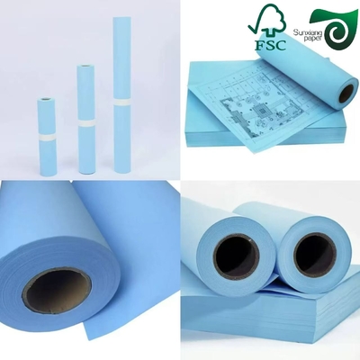 FSC Blue Digital Plotter Paper  80gsm 610mm Width End Application For Building Layout