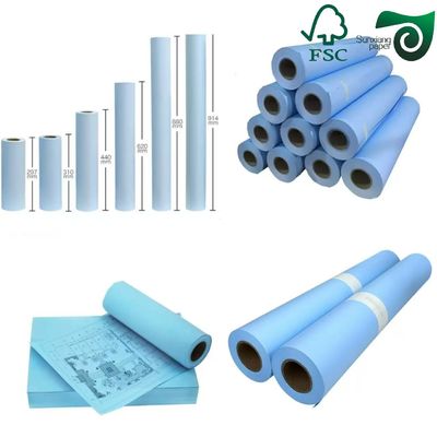 FSC Certified Blue Digital Engineering Drawing Paper 80gsm 20'' 24''  2 Inch Core