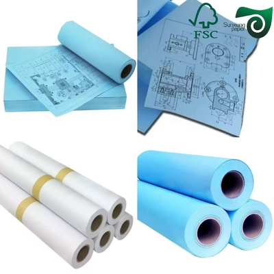 20Lb Uncoated Paper Plotter Paper Rolls For CAD Drawings With Inkjet Printing