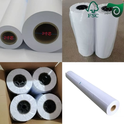 36"  500' Foot White Bond Plotter Paper Roll With A 3 Inch Core Uncoated And Smooth Surface