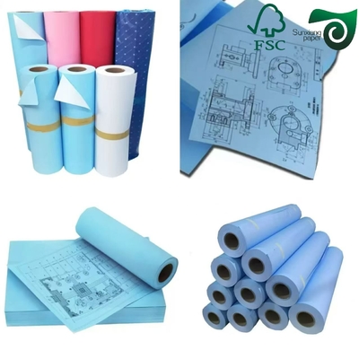FSC Blue Digital Plotter Paper  80gsm 610mm Width End Application For Building Layout