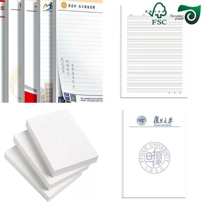 FSC Certified 70GSM Recycled Pulp Cream Woodfree Paper for Notebook Printing