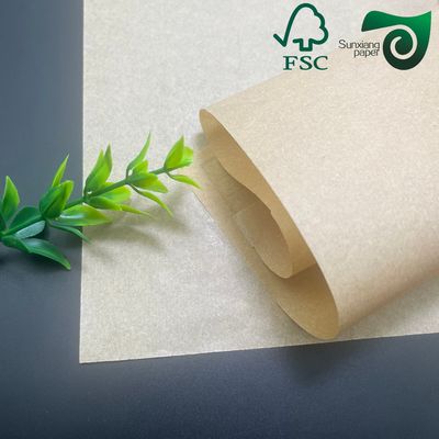 FSC 50gsm One Side Glossy MG Brown Kraft Paper Food Grade Wrapping Packaging Solution