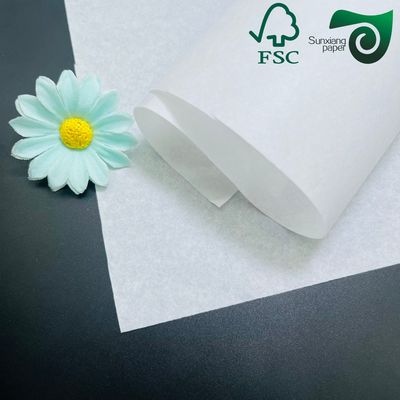 FSC 35gsm 40gsm Grade 3 Food Grade White Greaseproof Paper Rolls Wrapping Paper White