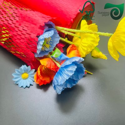 FSC Certified 80gsm Red  White Honeycomb Wrap  Eco Protection For Fragile E Commerce Goods