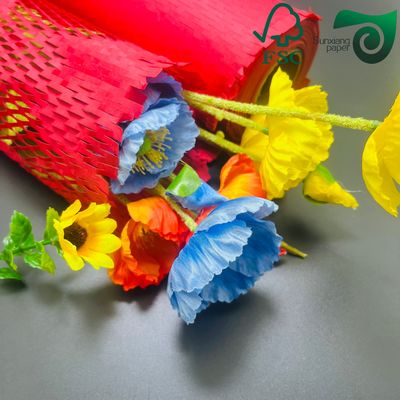 FSC Certified 80gsm Red  White Honeycomb Wrap  Eco Protection For Fragile E Commerce Goods