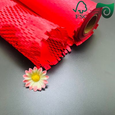 FSC 100gsm RED White  Honeycomb Paper Wrap Eco Cushion For E Commerce Fragile Items
