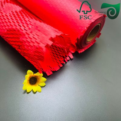 FSC 100gsm RED White  Honeycomb Paper Wrap Eco Cushion For E Commerce Fragile Items