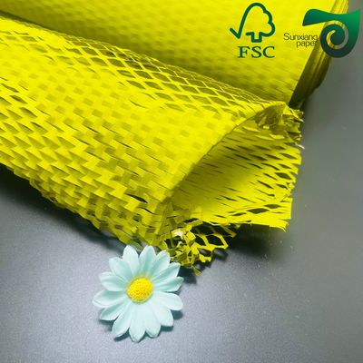 FSC Honeycomb Paper Wrap 50gsm 80gsm Yellow Brown Eco Cushion For E Commerce Logistics
