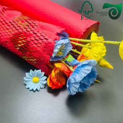 FSC 50gsm Red  Honeycomb Paper Wrap  Eco Friendly Cushioning For E Commerce Fragile Items