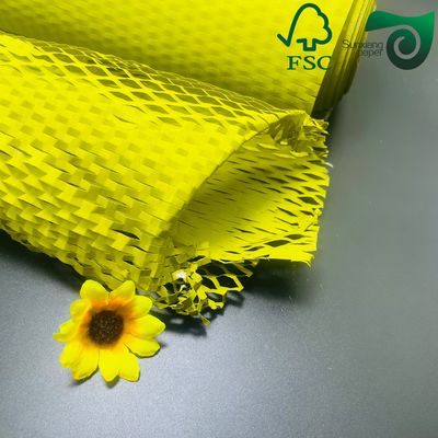 FSC 100gsm Yellow Honeycomb Paper Wrap  Eco Cushion For E Commerce  Logistics